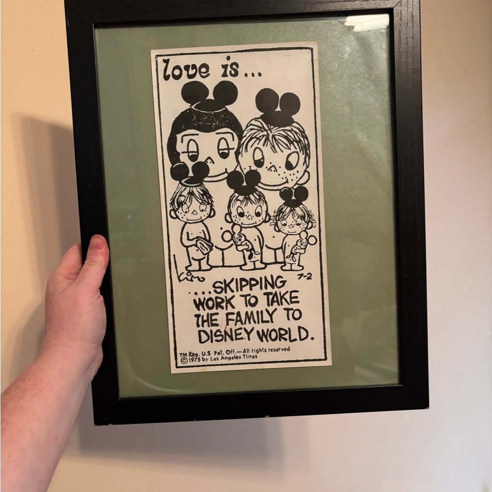 Framed Love Is... Disney World Cartoon Art